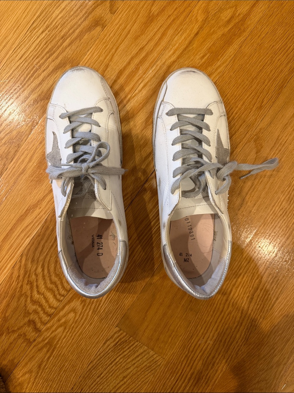 Golden Goose White and Gray Suede Star Sneakers
